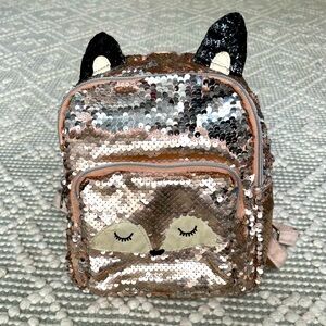 Sequined small kitty backpack
